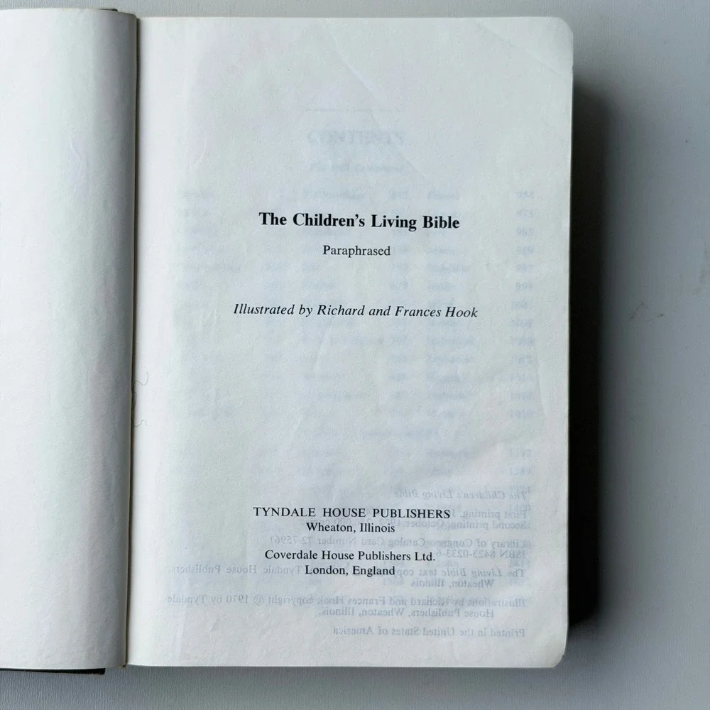 The Children's Living Bible Green Vintage 1972 Tyndale Paraphrased Illustrated